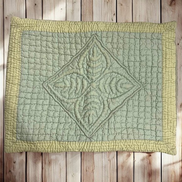 Eddie Bauer Quilted Cotton Rustic Pillow Sham Green Striped & Patterned Accent‎ - Picture 1 of 10